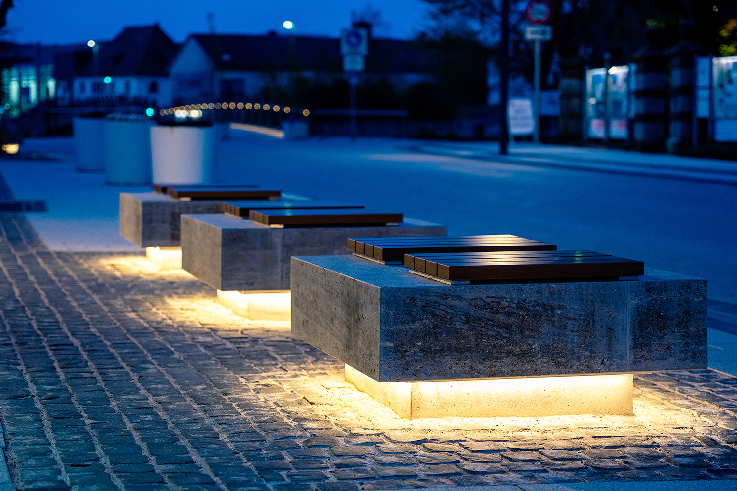 Illuminated benches in Bad Neustadt an der Saale
